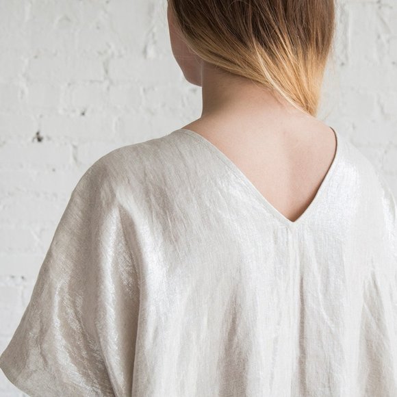 Horses Atelier Smoking Dress in Italian Metallic Linen size 1 - Picture 9 of 13